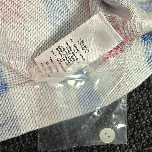 Talbots Womens M Plaid Cardigan Blue Pink Cotton Blend Preppy Academia NWT $79 - Picture 5 of 5
